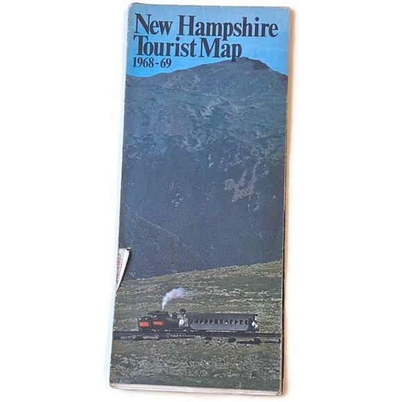 New Hampshire Tourist Map 1968-69 Concord Manchester Nashua Portsmouth Dover - Picture 1 of 4